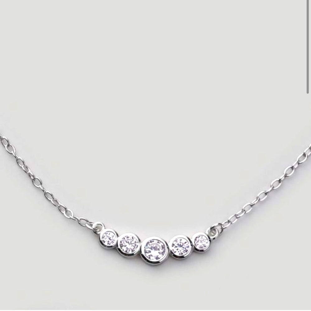 925 Sterling Silver CZ Bezel Necklace